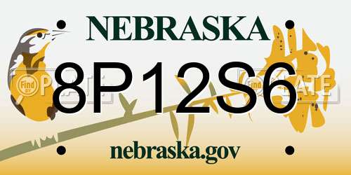 8P12S6 Nebraska License Plate