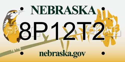 8P12T2 Nebraska License Plate