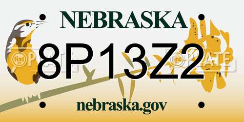8P13Z2 Nebraska License Plate