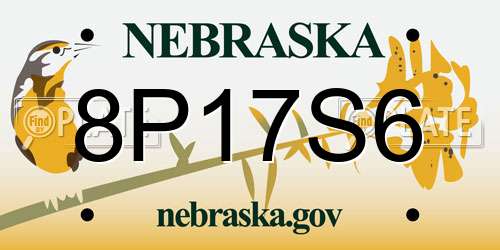 8P17S6 Nebraska License Plate