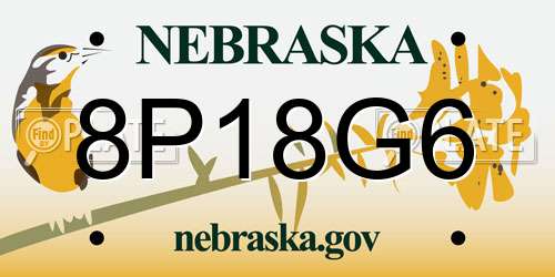 8P18G6 Nebraska License Plate