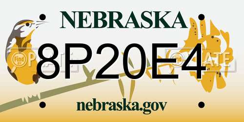 8P20E4 Nebraska License Plate