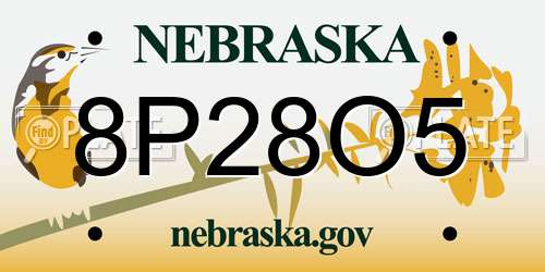8P28O5 Nebraska License Plate