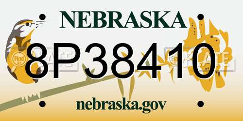 8P38410 Nebraska License Plate
