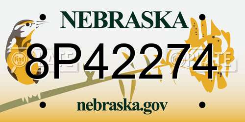 8P42274 Nebraska License Plate