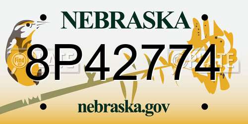 8P42774 Nebraska License Plate