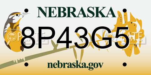 8P43G5 Nebraska License Plate