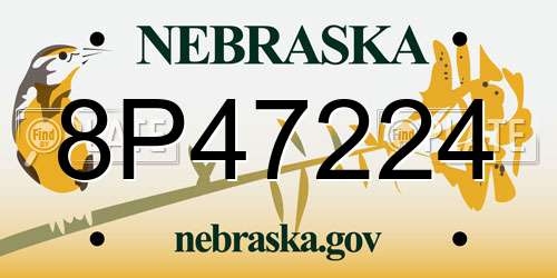 8P47224 Nebraska License Plate