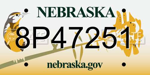 8P47251 Nebraska License Plate
