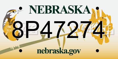 8P47274 Nebraska License Plate