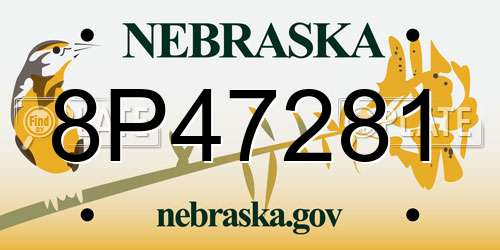 8P47281 Nebraska License Plate