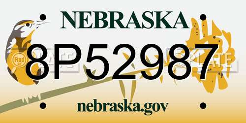 8P52987 Nebraska License Plate