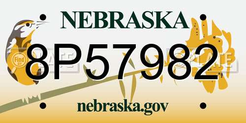 8P57982 Nebraska License Plate