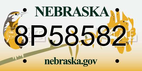 8P58582 Nebraska License Plate
