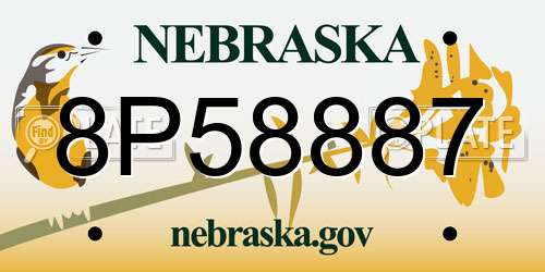 8P58887 Nebraska License Plate