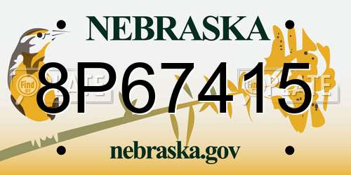 8P67415 Nebraska License Plate