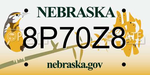 8P70Z8 Nebraska License Plate