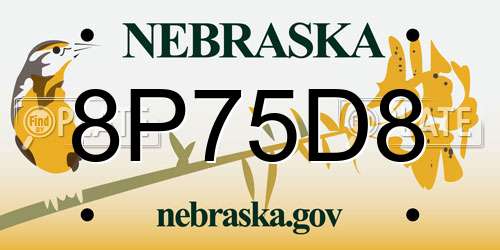 8P75D8 Nebraska License Plate