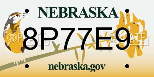 8P77E9 Nebraska License Plate