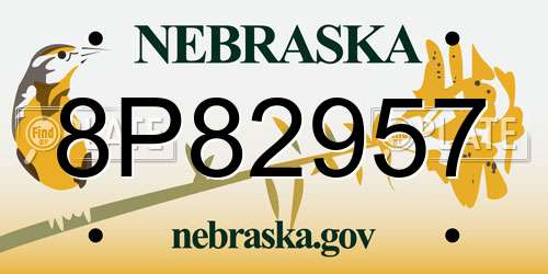 8P82957 Nebraska License Plate