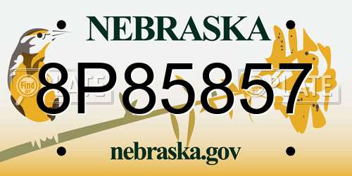 8P85857 Nebraska License Plate