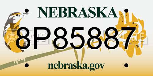 8P85887 Nebraska License Plate