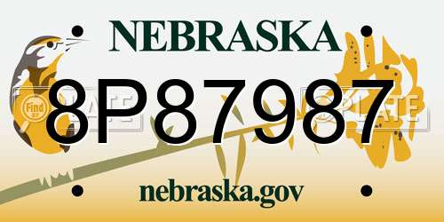 8P87987 Nebraska License Plate