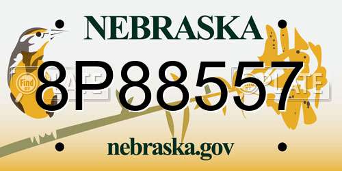 8P88557 Nebraska License Plate