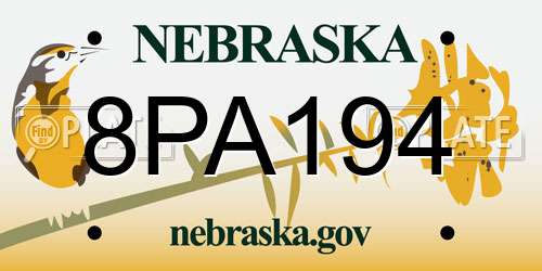 8PA194 Nebraska License Plate