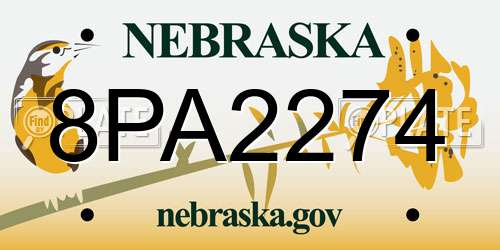 8PA2274 Nebraska License Plate