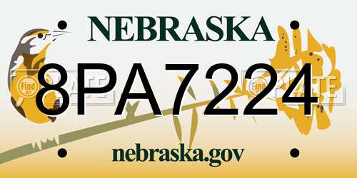8PA7224 Nebraska License Plate