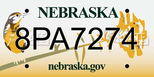 8PA7274 Nebraska License Plate