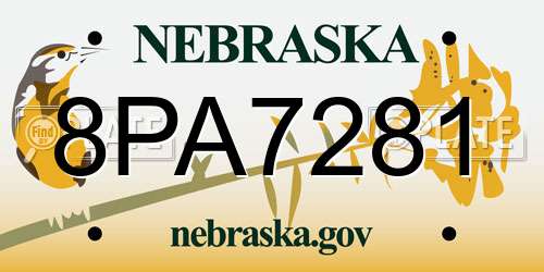 8PA7281 Nebraska License Plate