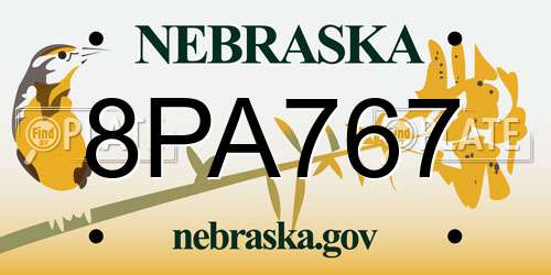 8PA767 Nebraska License Plate