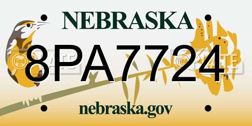 8PA7724 Nebraska License Plate