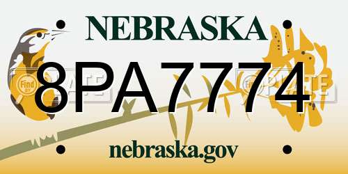 8PA7774 Nebraska License Plate