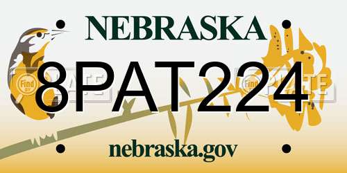 8PAT224 Nebraska License Plate