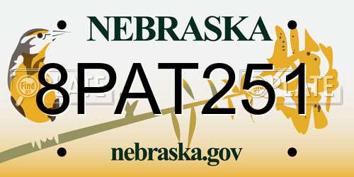 8PAT251 Nebraska License Plate