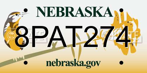 8PAT274 Nebraska License Plate
