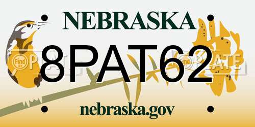8PAT62 Nebraska License Plate