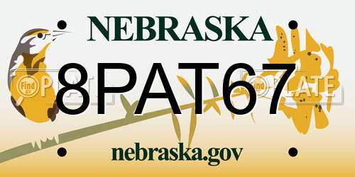 8PAT67 Nebraska License Plate