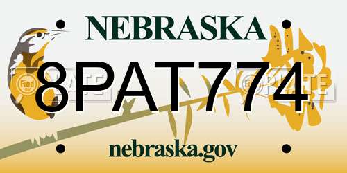 8PAT774 Nebraska License Plate