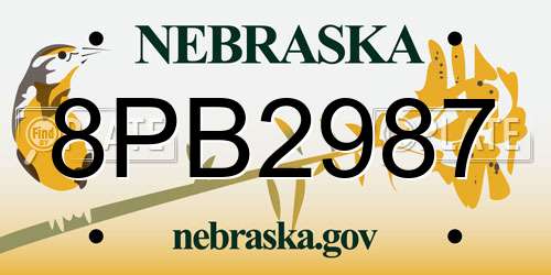 8PB2987 Nebraska License Plate