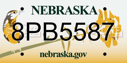 8PB5587 Nebraska License Plate