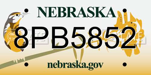 8PB5852 Nebraska License Plate