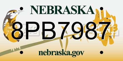 8PB7987 Nebraska License Plate