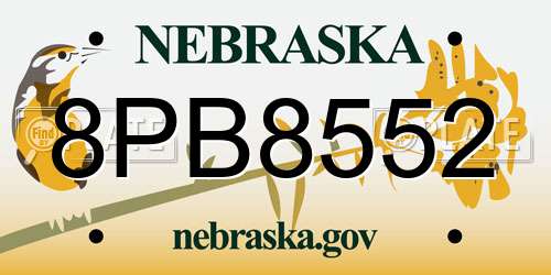 8PB8552 Nebraska License Plate