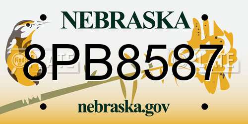 8PB8587 Nebraska License Plate