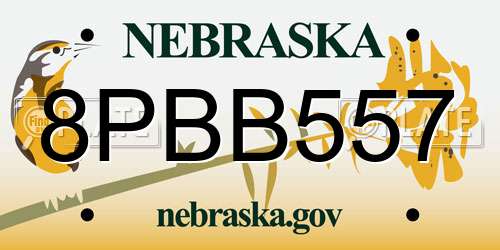 8PBB557 Nebraska License Plate