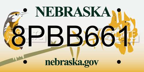 8PBB661 Nebraska License Plate